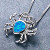 Turquoise Blue Opal Crab Necklace - The Ocean Devotion