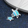 Turquoise Blue Opal Turtle Hands Necklace - The Ocean Devotion