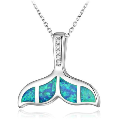 Turquoise Blue Opal Mermaid's Tale Necklace