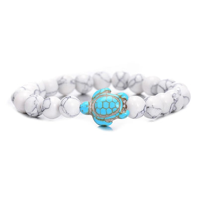 8MM Blue Natural Stone Turtle Beads Bracelet - The Ocean Devotion