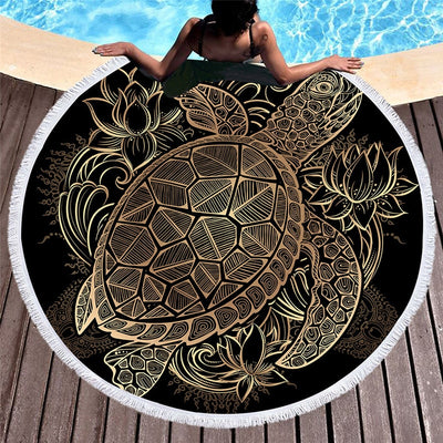 Ocean Life™ Golden Sea Turtle Beach Round Towel